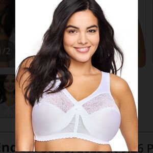 Glamorise Women's Full Figure White Plus Size Bra 40B Wirefree MagicLift Bra